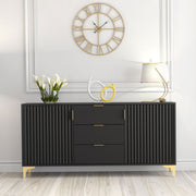 TV Unit Sideboard TV Stand Cabinet Cupboard Storage Unit Black Loft Retro 140cm