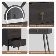 Dressing Table with LED Light Mirror Vanity Desk Makeup Table 5 Drawers Cabinet