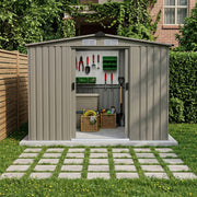 Garden Shed 8 X 6FT Metal Apex Roof With Free Foundation Outdoor Storage House