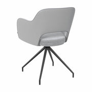Akante Chicago Grey Swivel Dining Chairs Fabric PU Set of 2 Kitchen 83cm H