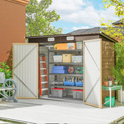 8 x 4FT Metal Garden Storage Shed with Double Doors, Oak