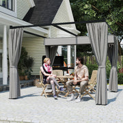 3 x 3(m) Pergola with Retractable Roof and Curtains, Light Grey