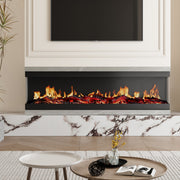 Electric 3 Sided Wall Mounted LED Media Fireplace Wall Inset Into Fire 9 Colors