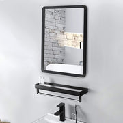 Black Bathroom Metal Frame Mirror Wall Mounted with Cosmetics Shelf 60*40cm