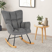 Modern Linen Rocking Accent Chair Upholstered Glider Rocker Armchair