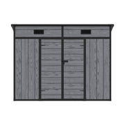 4 x 8ft Grey Wood Effect Plastic Garden Shed Outdoor Utility Tool Storage House