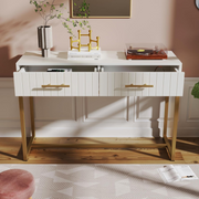 Dressing Table 2 Drawers !SALE! White Gold Vanity Makeup Desk Bedroom Modern