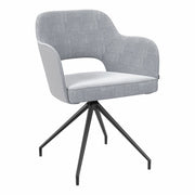 Akante Chicago Grey Swivel Dining Chairs Fabric PU Set of 2 Kitchen 83cm H