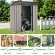 3X5/8X6FT Outdoor Garden Storage Shed w/Sliding Doors Galvanised Metal Grey