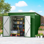 Outdoor Storage Shed, 7.5 x 4.3ft Metal Garden Shed, Green, Refurbished