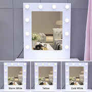 Dressing Table With LED Lights Mirror Stool Set Makeup Desk Vanity Table Bedroom