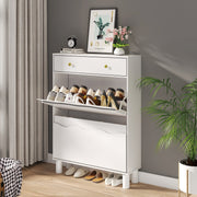 Modern Freestanding Shoe Cabinet Organizer with 2 Flip & 1 Pull-Out Drawers New
