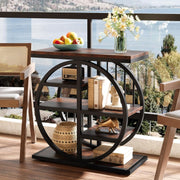 End Table for Living Room, 5-Tier Industrial Narrow Side Table with Metal Frame