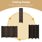 DARK BROWN ROOM DIVIDER 6 PANEL SOLID WEAVE WICKER FOLDING PRIVACY SCREEN PANEL