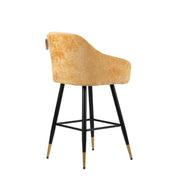 Zurich Modern Velvet Padded Bar Stool Chair with Black Metal Legs