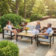 4 Seater Aluminium Garden Furniture Set, Extra Deep Garden Sofa Set, Beige