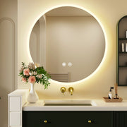 Round LED Bathroom Wall Mirror Demister Illuminated Light Up 500x500 Waterproof
