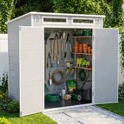 6'x4' 6'x6' Plastic Garden Storage Shed Outdoor Tool Storage House With Floor