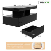 Coffee Table with LED High Gloss Black Coffee Table Rectangular Centre 2 Drawers
