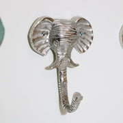 Set Of 3 Silver elephant wall mounted coat hook metal hanger kitchen accessory