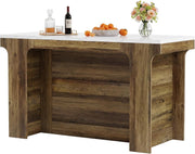 59'' Modern Bar Table Rectangular Counter Height Pub Table with Faux Marble Top