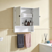 Bathroom Cupboard Cabinet 2 Doors Kitchen Wall Cabinet With Metal Towel Bar