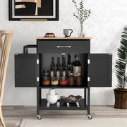 Rolling Kitchen Island Cart Mobile Serving Cart with Drawer-Black