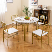COSTWAY 5 Piece Dining Table Set Round Kitchen Table & 4 Chairs-White