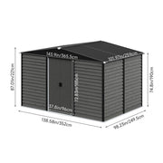 12x8ft Garden Shed Storage House with Double Sliding Door Outdoor Utility Tools