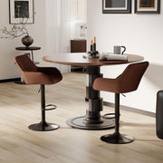 Bar Stools Set of 2 Adjustable Swivel Velvet Brown Modern Kitchen Dining