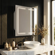 Bathroom Mirror Cabinet 600×700mm with LED Light Demister Shaver Socket Dimmable