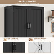 Pantry Cupboard, 180 cm Tall Kitchen Storage Cabinet with 4 Wooden Doors