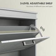 Slim Shoe Storage Cabinet with 3 Flip Drawers for Entryway, Grey
