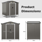 Galvanised Steel Shed 6x4 FT Outdoor Storage Shed with Sliding Door