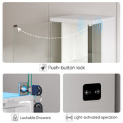 Glass Display Cabinet with 3 Color LED Lights & Motion Sensor for Collectibles