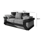 Corner Sofa Dino Jumbo Cord Suite 3 Seater 2 Seater Couch & Footstool Grey/Black