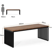 180cm Computer Desk 2 Person Workstation Home Office Study Desk Brown Extra Long