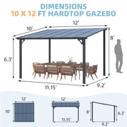 3 x 3m Wall Mounted Pergola Outdoor Aluminium Gazebo Patio Lean to Awning Deck