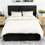 King Size Bed Frame with Storage and Adjustable Headboard, Black