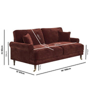 Berry Brown Chenille Feather-Filled 3 Seater Sofa - Payton Heritage PHR001