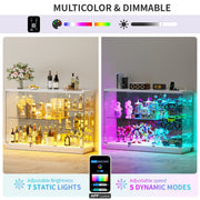 RGB Glass Display Cabinet with Lock, Motion Sensor, Display Case for Figures