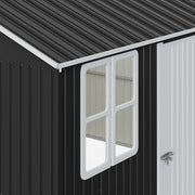 12FT x 10FT Galvanised Garden Tool Storage Shed with Lockable Door, Two Windows