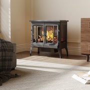 Black 2000W Electric Fireplace Fire Flame Effect Heater Log Burner Stove Standin