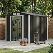 Metal Garden Shed 6 x 8ft Outdoor Storage House Waterproof Sheds Lockable Doors