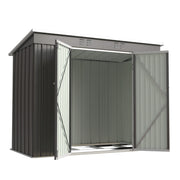 Garden Shed Pent Roof 4X8FT Metal Free Foundation Base Storage House Grey