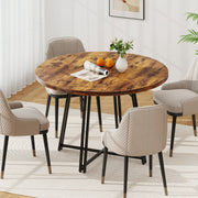 GYMAX 47 Inch Dining Table Round Kitchen Table for 4-6 People Brown