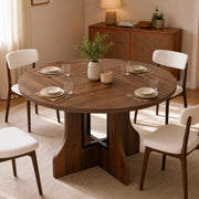Round Dining Table for 4-6 People 120cm Circle Kitchen Table for Home Kitchen