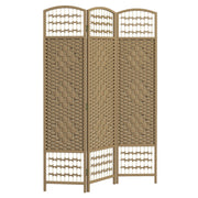 6 Panel Room Divider Folding Privacy Screen with Pine Wood Frame Refurbished