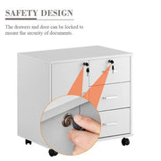 White Office Filing Cabinet Mobile Printer Stand File Storage Drawers Wheels