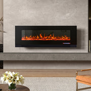50In Inset Media Electric Heater LED Fireplace Wall Mounted Inset Standing Fire